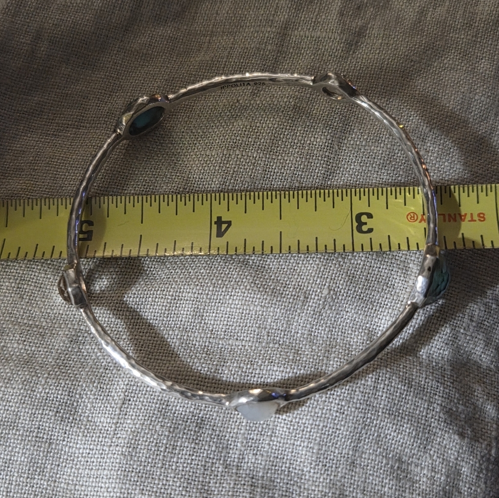 Ippolita Rock Candy 5 Station Bangle, Bronze Turquoise, MOP, Rock Crystal, in SS - Picture 11 of 13